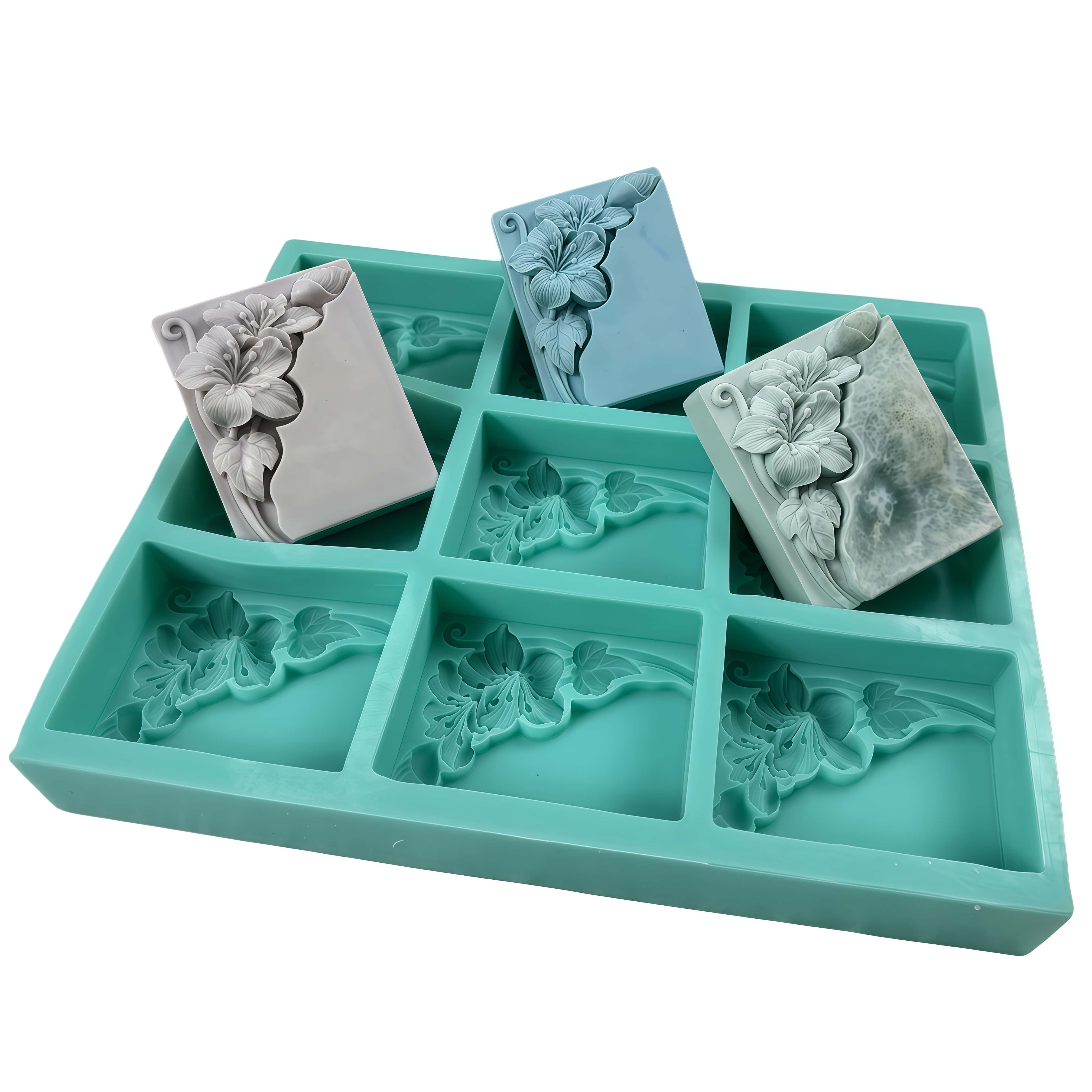 Soap Making Guide For Beginners - Stampo per sapone floreale a 9